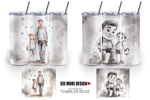 Tumbler Wrap Father's Day Watercolor Sublimation artnoy 