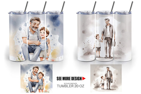 Tumbler Wrap Father's Day Watercolor Sublimation artnoy 