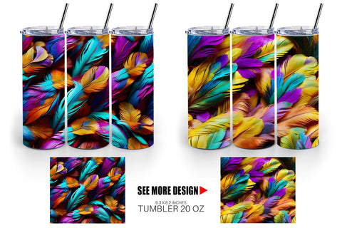 Tumbler Wrap Feathers Mardi Gras Sublimation artnoy 