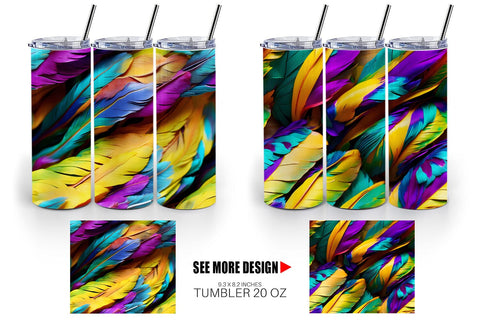 Tumbler Wrap Feathers Mardi Gras Sublimation artnoy 