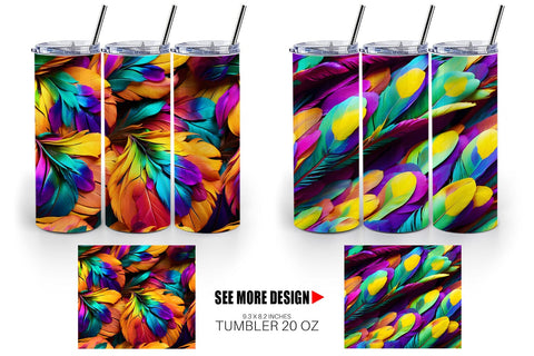 Tumbler Wrap Feathers Mardi Gras Sublimation artnoy 