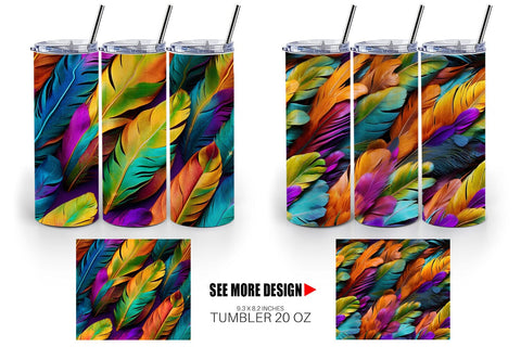Tumbler Wrap Feathers Mardi Gras Sublimation artnoy 