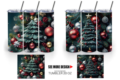 Tumbler Wrap Festive Christmas Tree Sublimation artnoy 