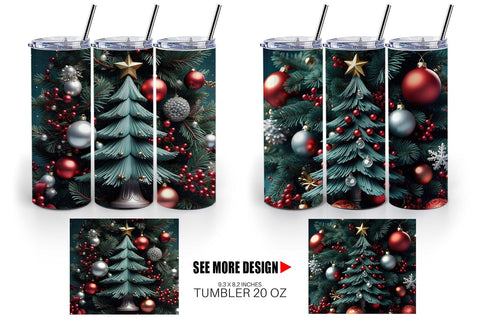Tumbler Wrap Festive Christmas Tree Sublimation artnoy 
