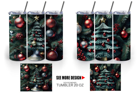 Tumbler Wrap Festive Christmas Tree Sublimation artnoy 