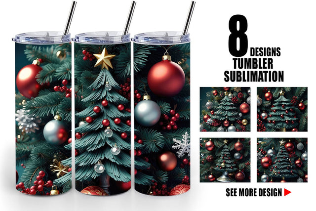 Tumbler Wrap Festive Christmas Tree Sublimation artnoy 