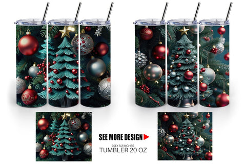Tumbler Wrap Festive Christmas Tree Sublimation artnoy 