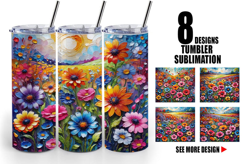 Tumbler Wrap Field Flower Painting Sublimation artnoy 