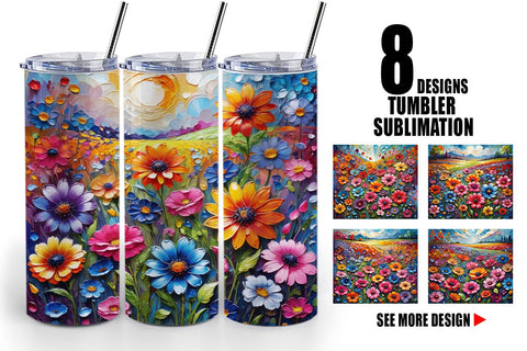 Tumbler Wrap Field Flower Painting Sublimation artnoy 