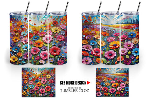 Tumbler Wrap Field Flower Painting Sublimation artnoy 