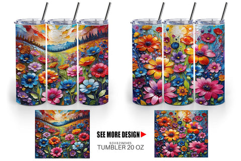 Tumbler Wrap Field Flower Painting Sublimation artnoy 