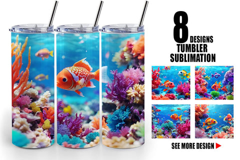 Tumbler Wrap Fish Swim Tropical Ocean Sublimation artnoy 