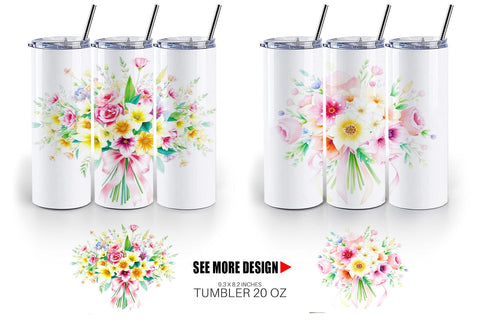 Tumbler Wrap Floral Bouquets Sublimation artnoy 