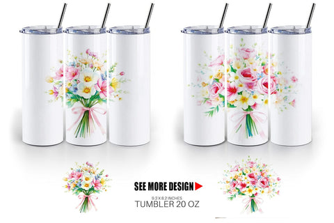 Tumbler Wrap Floral Bouquets Sublimation artnoy 