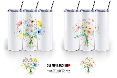 Tumbler Wrap Floral Bouquets Sublimation artnoy 