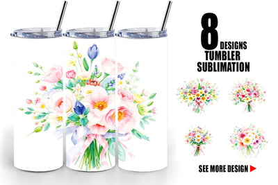 Tumbler Wrap Floral Bouquets Sublimation artnoy 