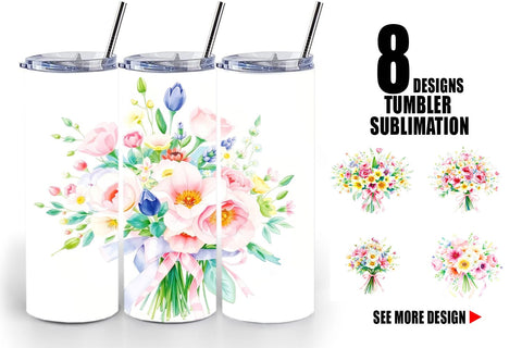 Tumbler Wrap Floral Bouquets Sublimation artnoy 