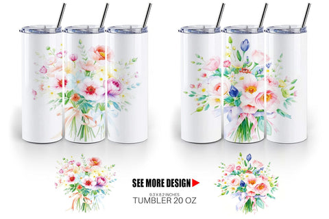Tumbler Wrap Floral Bouquets Sublimation artnoy 