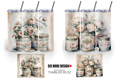 Tumbler Wrap Floral Metal Tin Sublimation artnoy 