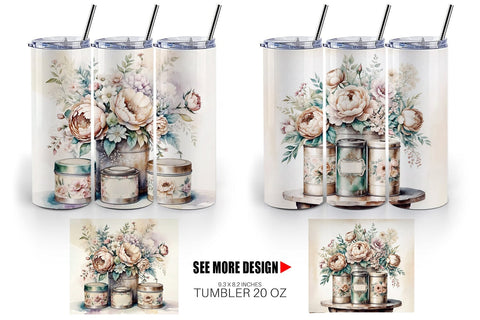 Tumbler Wrap Floral Metal Tin Sublimation artnoy 