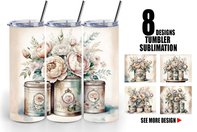Tumbler Wrap Floral Metal Tin Sublimation artnoy 