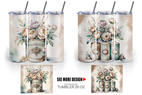 Tumbler Wrap Floral Metal Tin Sublimation artnoy 