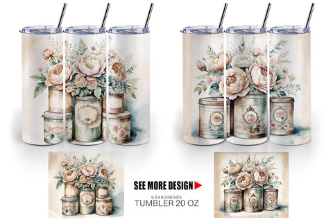 Tumbler Wrap Floral Metal Tin Sublimation artnoy 