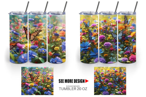 Tumbler Wrap Flower and Butterfly Sublimation artnoy 