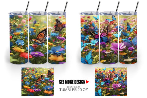 Tumbler Wrap Flower and Butterfly Sublimation artnoy 