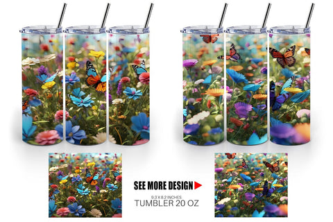 Tumbler Wrap Flower and Butterfly Sublimation artnoy 