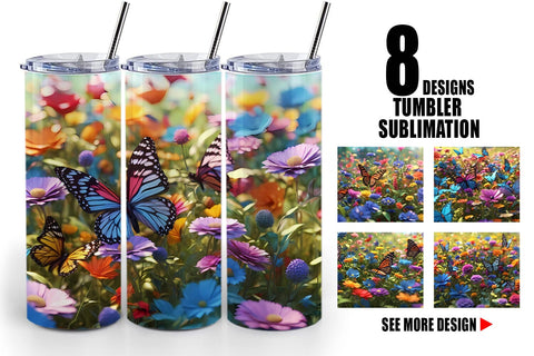 Tumbler Wrap Flower and Butterfly Sublimation artnoy 