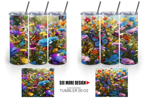 Tumbler Wrap Flower and Butterfly Sublimation artnoy 