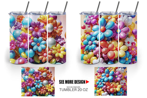 Tumbler Wrap Flower Balloon Sublimation artnoy 