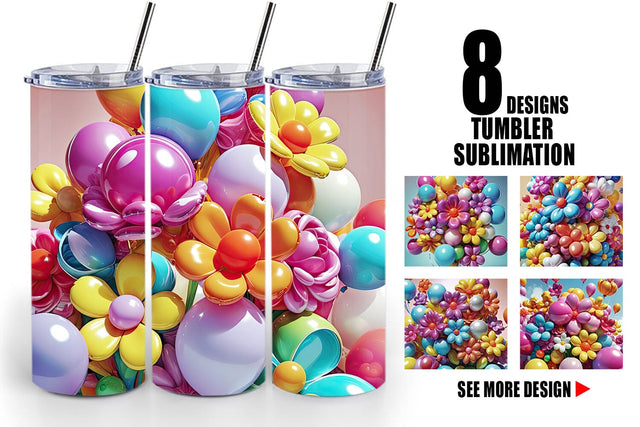 Tumbler Wrap Flower Balloon Sublimation artnoy 