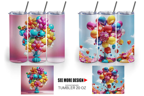 Tumbler Wrap Flower Balloon Sublimation artnoy 