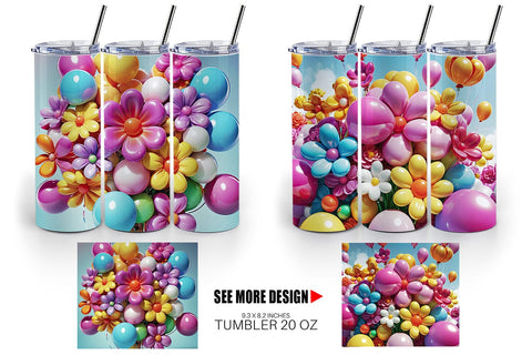 Tumbler Wrap Flower Balloon Sublimation artnoy 