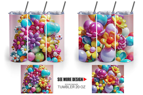 Tumbler Wrap Flower Balloon Sublimation artnoy 