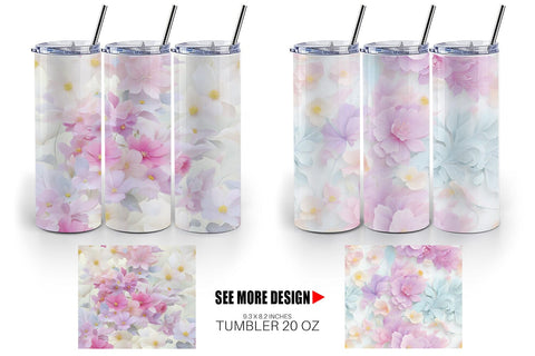 Tumbler Wrap Flower Pastel Pattern Sublimation artnoy 
