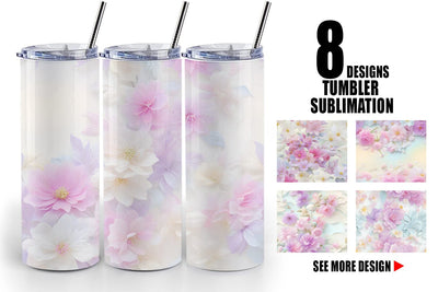 Tumbler Wrap Flower Pastel Pattern Sublimation artnoy 