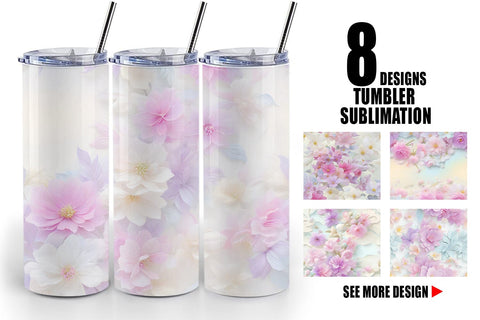 Tumbler Wrap Flower Pastel Pattern Sublimation artnoy 