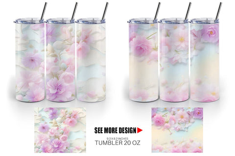 Tumbler Wrap Flower Pastel Pattern Sublimation artnoy 
