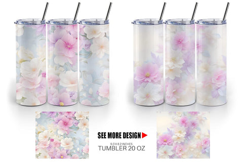 Tumbler Wrap Flower Pastel Pattern Sublimation artnoy 