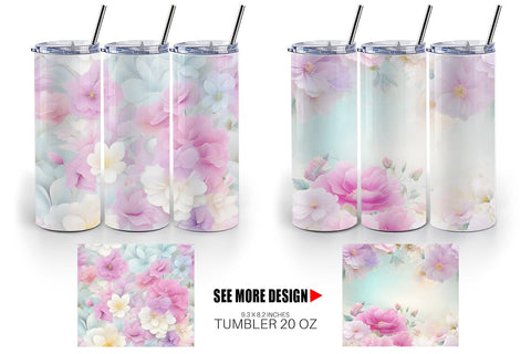 Tumbler Wrap Flower Pastel Pattern Sublimation artnoy 