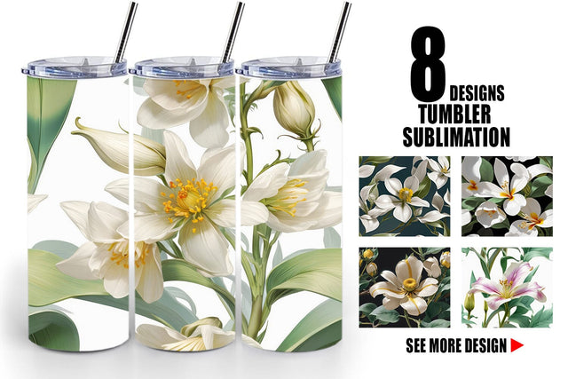 Tumbler Wrap Flower Pattern Sublimation artnoy 