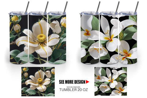 Tumbler Wrap Flower Pattern Sublimation artnoy 