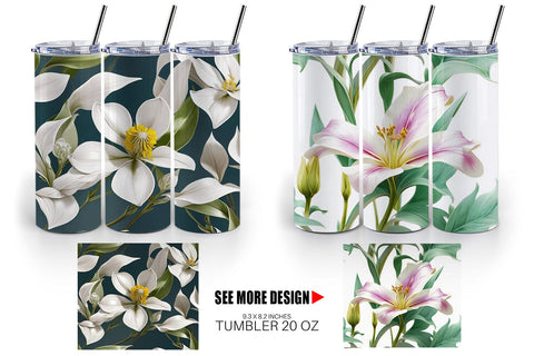 Tumbler Wrap Flower Pattern Sublimation artnoy 