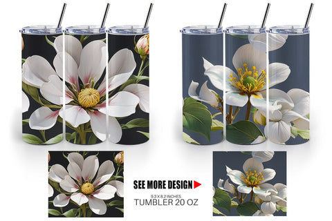 Tumbler Wrap Flower Pattern Sublimation artnoy 