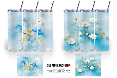 Tumbler Wrap Flower Pattern Watercolor Sublimation artnoy 