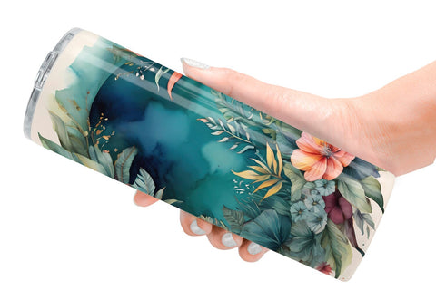 Tumbler Wrap Flower Plant Watercolor Sublimation artnoy 