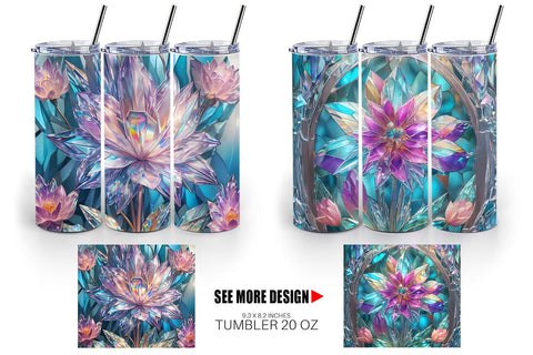 Tumbler Wrap Flower Stained Glass Sublimation artnoy 